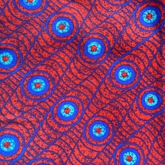0234 LuLaRoe Size OS Leggings Red and Blue Circles and Waves Print New - Picture 2 of 4